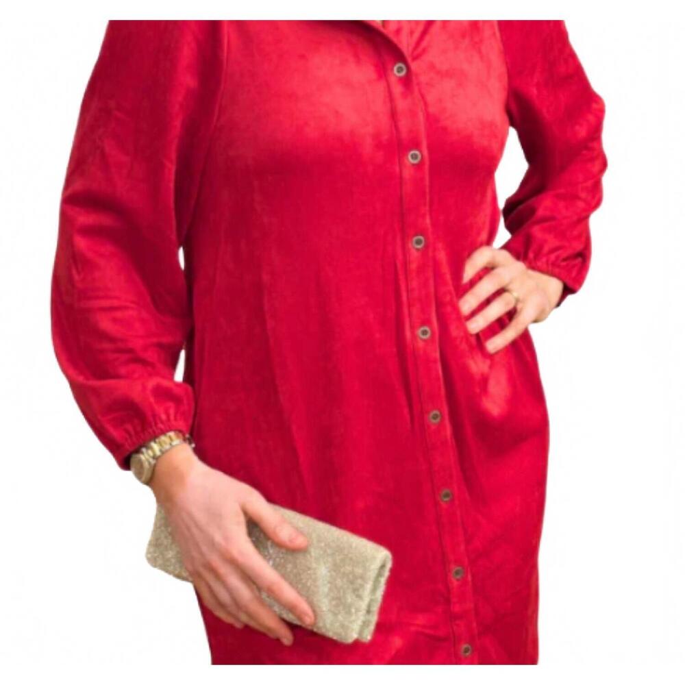 NEW JOH women's suede anthony dress in red